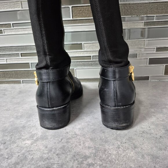 7 Michael Kors Hamilton Black Leather Riding Boots - Picture 8 of 13